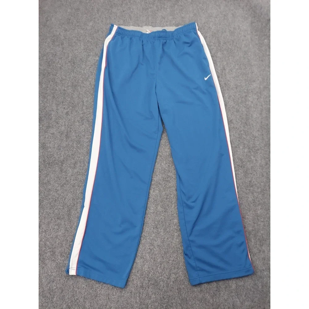 Vtg Nike The Athletic Dept Track Pants Mens XXL 2XL Blue Side Stripes Zip Ankle